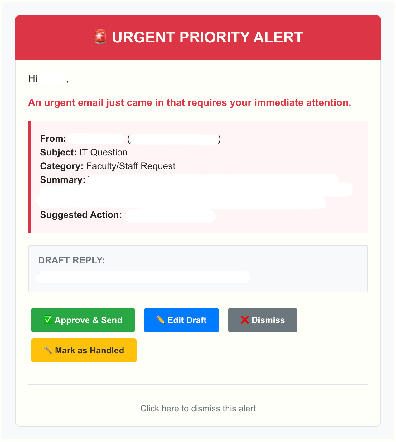 Real-time urgent alert for VIP sender email